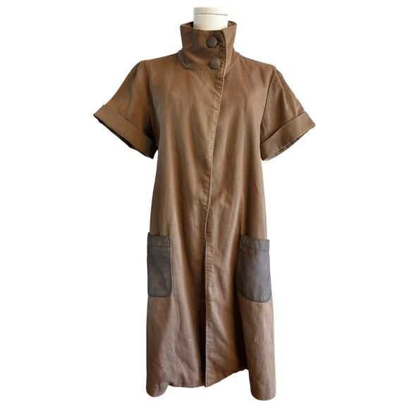 MILLARD FILLMORE Anthropologie Brown Open Front Jacket | Button Collar | MEDIUM - Picture 2 of 8